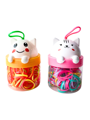 KIT ELASTICO DE CABELO DR-987 SILICONE POTE GATINHO