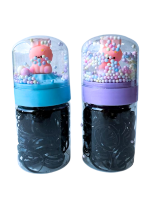 KIT ELASTICO DE CABELO BSL1790-3 SILICONE POTE PRETO COELHO BOLINHAS